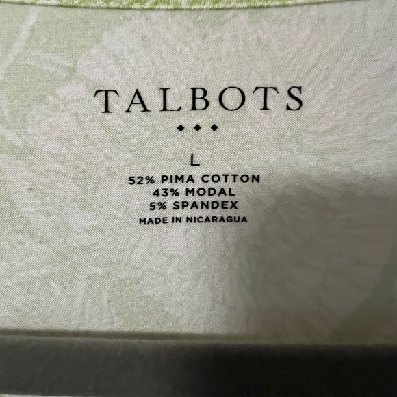 Talbots 3/4 sleeve top in green & white and size large - Picture 4 of 8